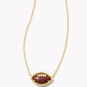 Kendra Scott Football Gold Short Pendant Necklace in Orange Goldstone